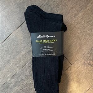 Eddie Bauer Men's Black Crew Socks